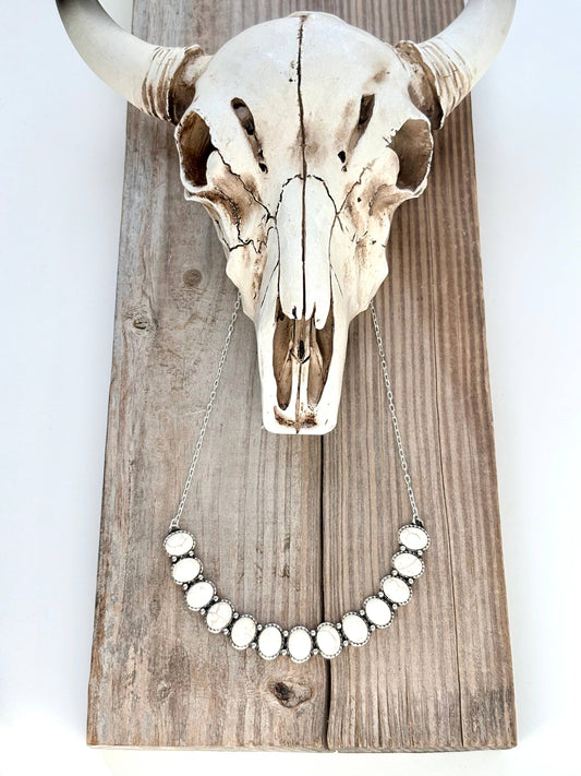 Western Style Turquoise Stone Bar Pendant Chain Necklace