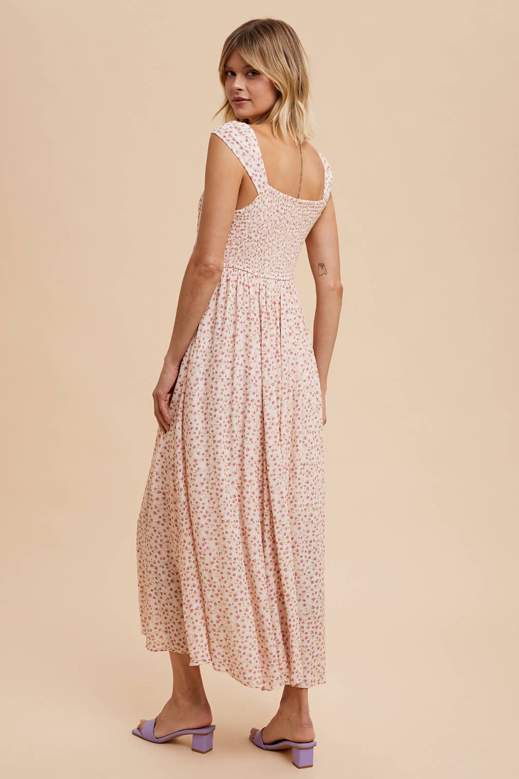 Peach Floral Button Down Sundress