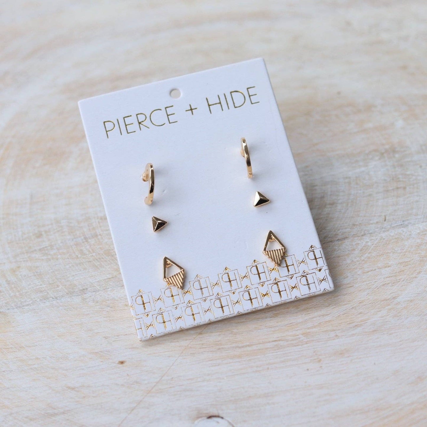 Gold Hoop Stud Trio Earrings