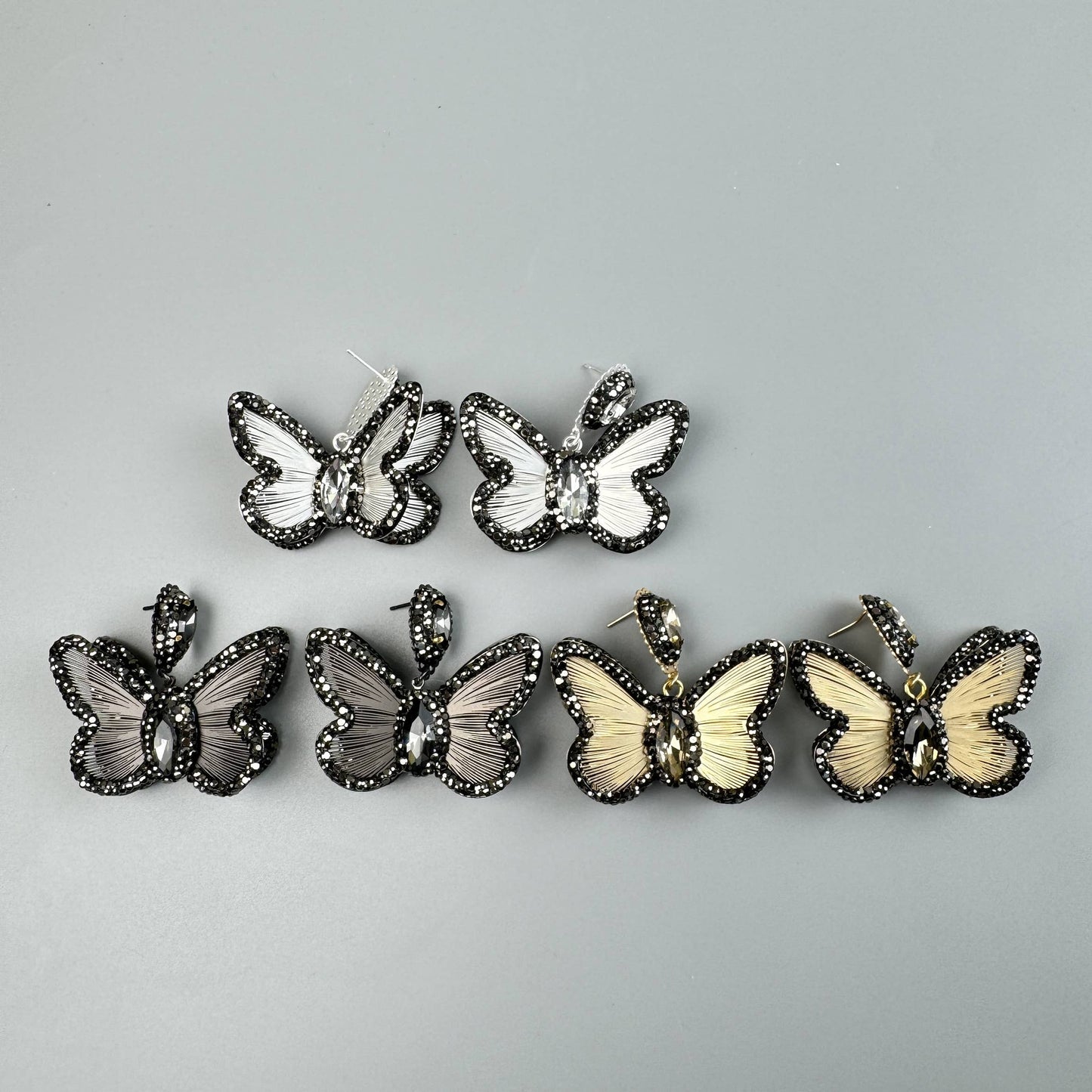 Butterfly Shape Rhinestone Alloy Drop Earrings