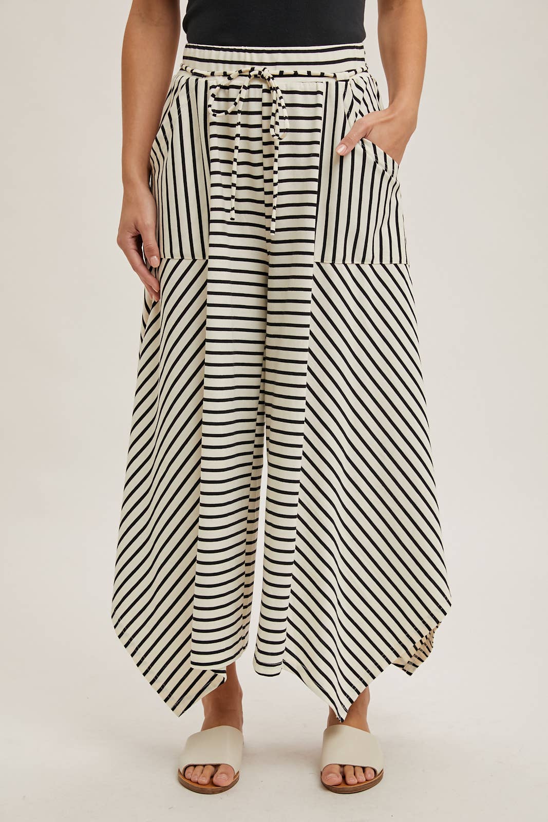 STRIPED WIDE LEG PALAZZO PANTS