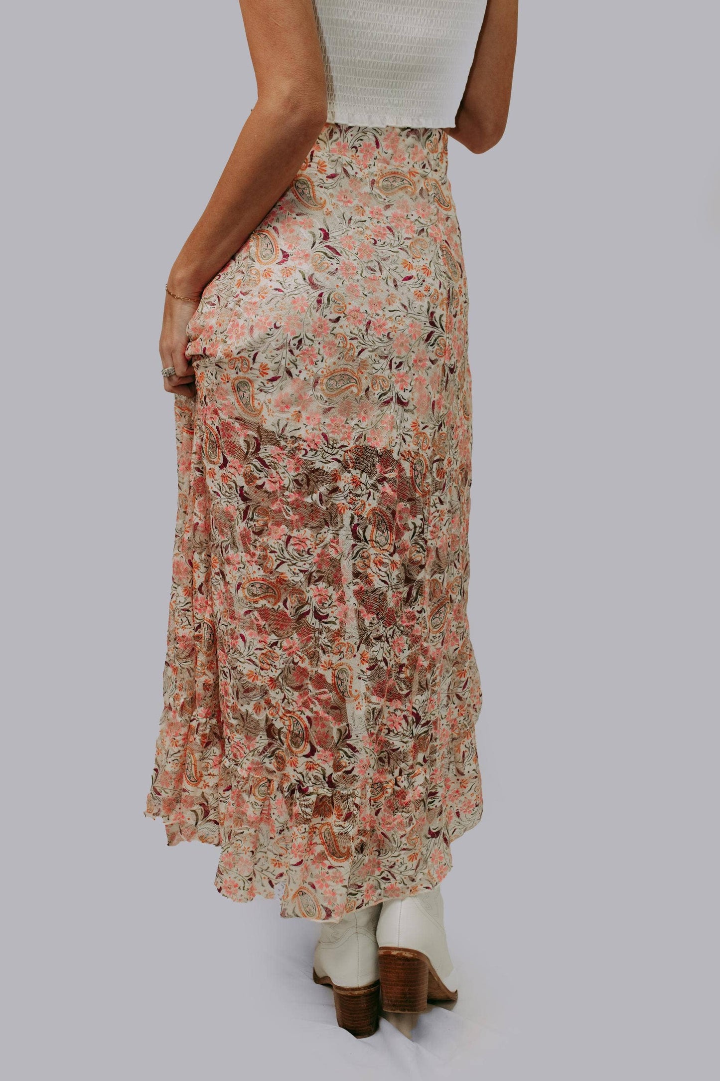 MK636 Floral Paisley Maxi Skort