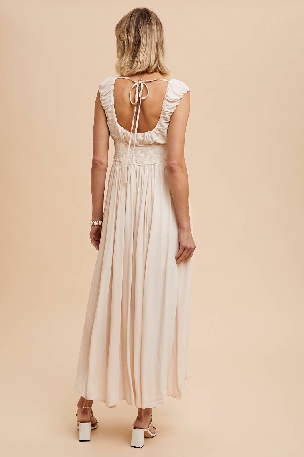 Linen Ruched Maxi Dress