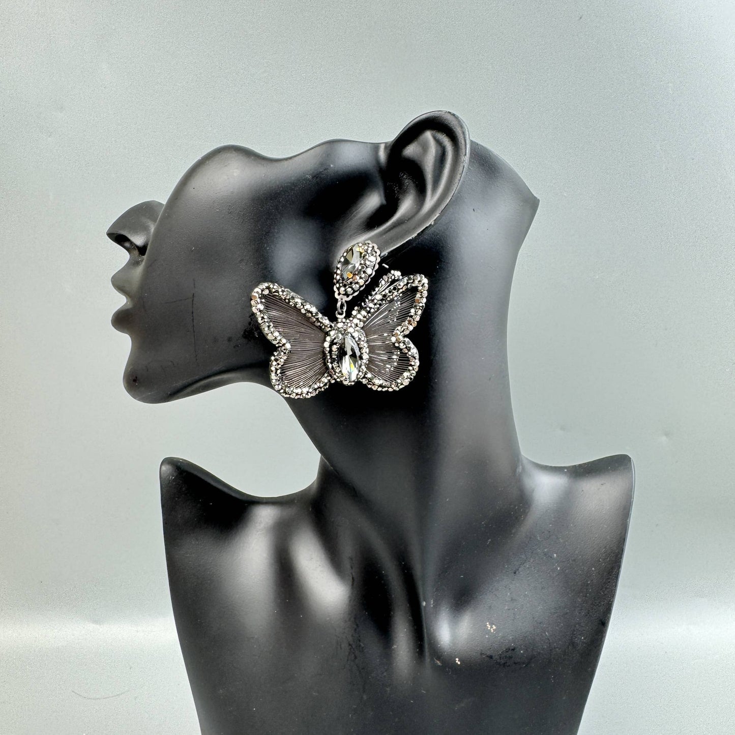 Butterfly Shape Rhinestone Alloy Drop Earrings