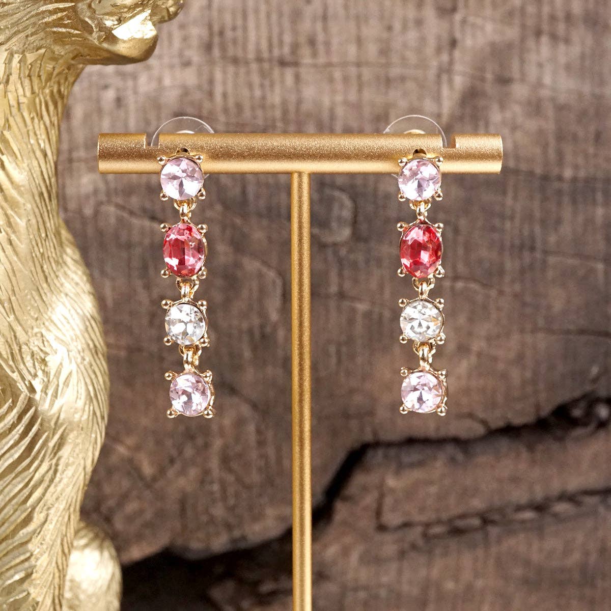 Linear Drop Earrings with Sparkling Crystals