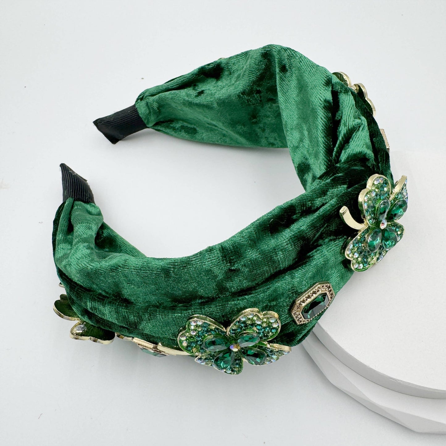 Clover Rhinestone Velvet Headband