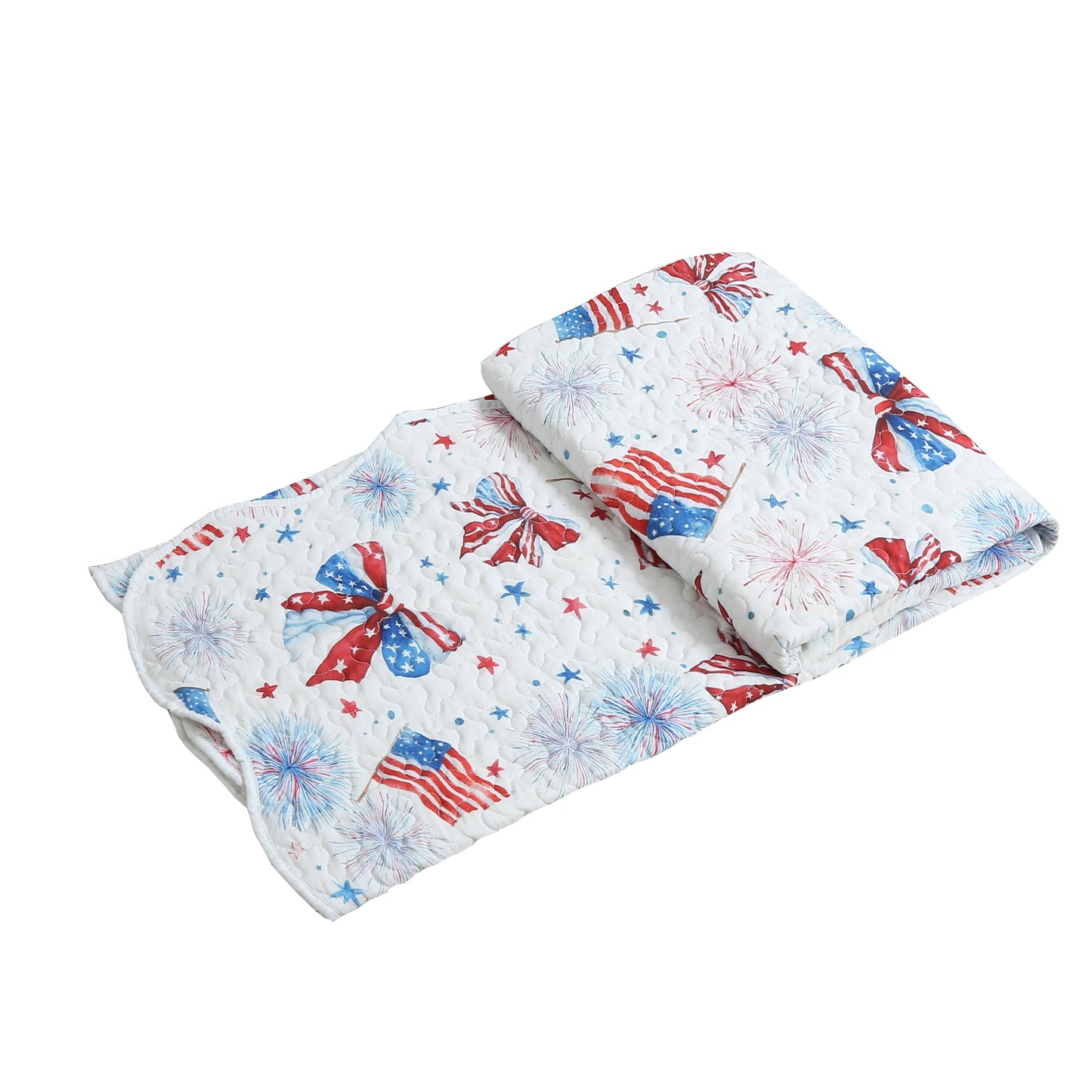 "Patriotic Bows" Quilted Throw Blanket 50"x60"