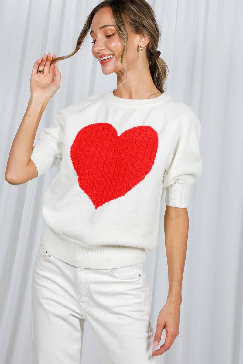 Cable Heart Shape Valentine's Knitted Sweater