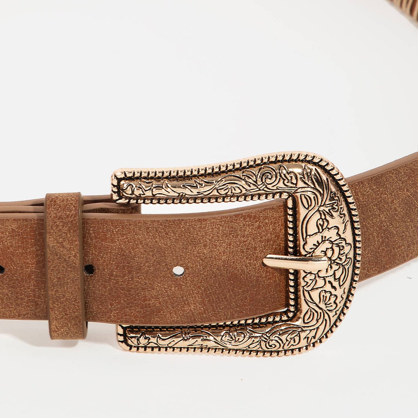 Floral Etched Buckle Belt