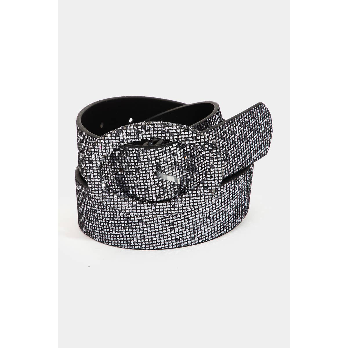 Full Sequin Faux Leather Belt