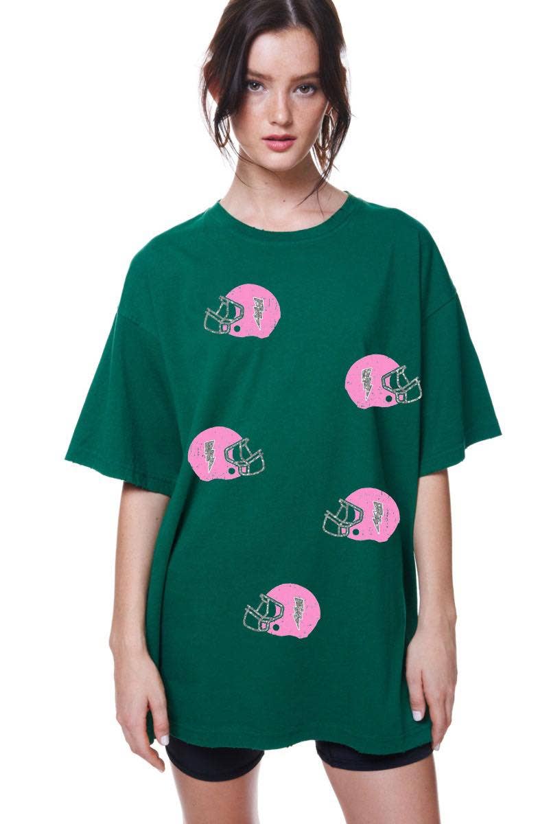 GLITTER' Football Helmets All-Over Graphic S/S Oversized Tee