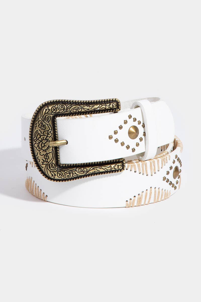 Floral Etched Buckle Belt