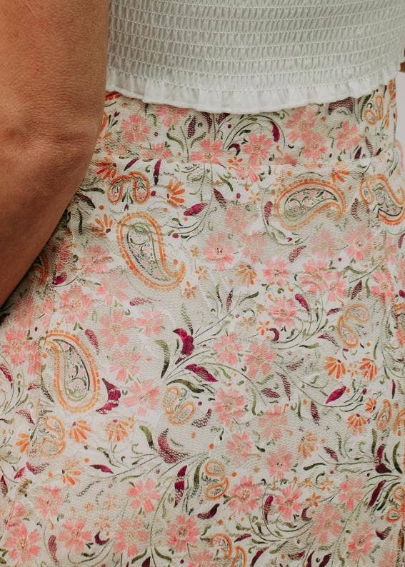 MK636 Floral Paisley Maxi Skort