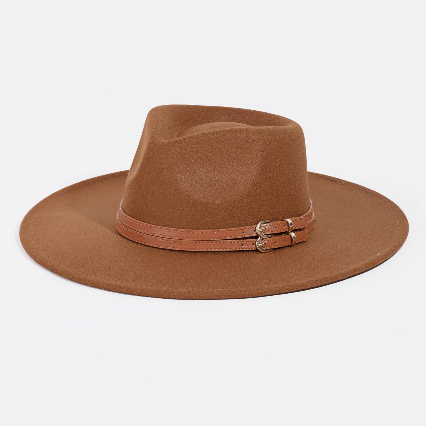 Double Belt Strap Fedora Fashion Hat