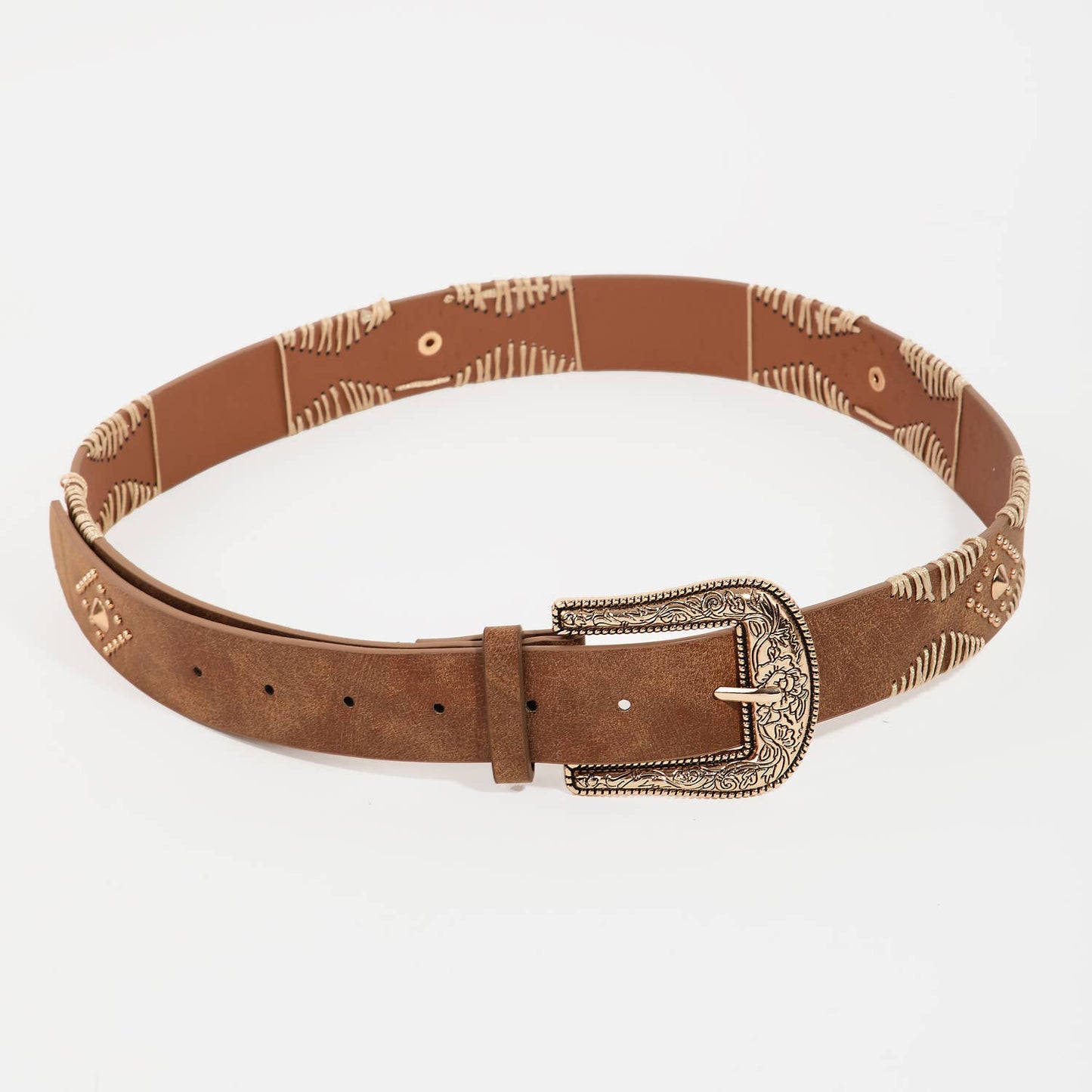 Floral Etched Buckle Belt