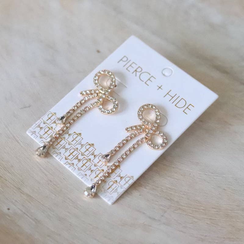 CZ Ribbon Drop Earrings