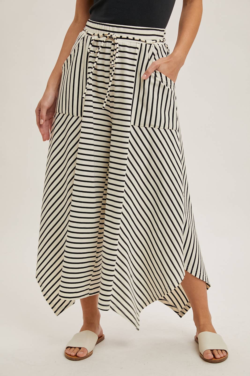 STRIPED WIDE LEG PALAZZO PANTS