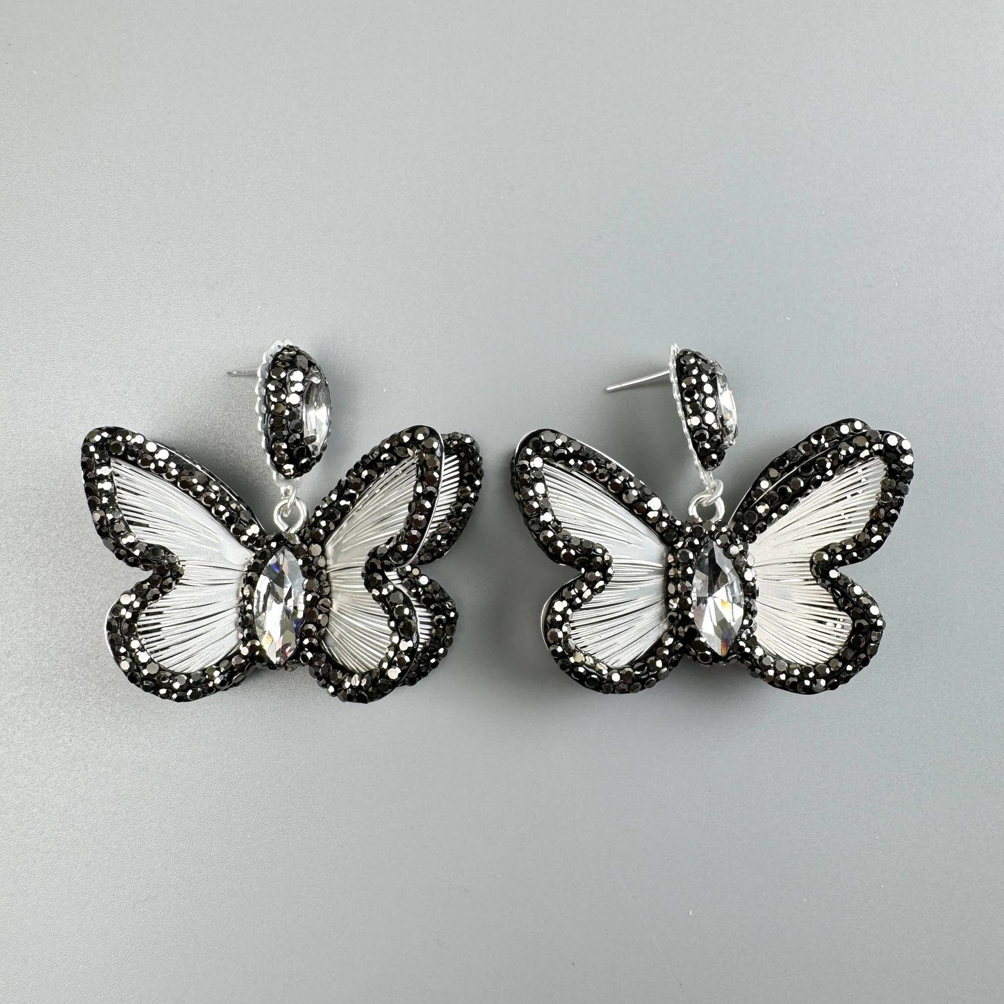 Butterfly Shape Rhinestone Alloy Drop Earrings