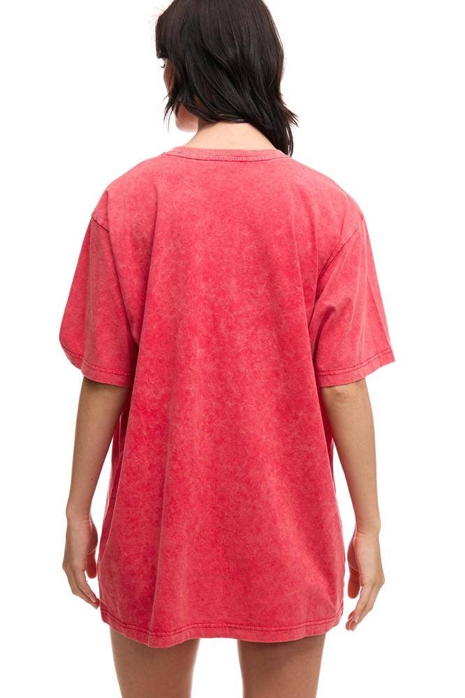 GLITTER' Touch Down Football Graphic S/S Washed Boyfriend Te
