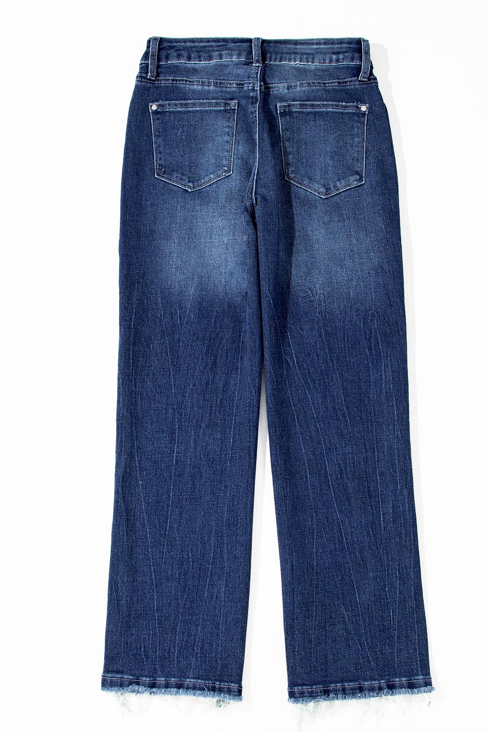 Sail Blue Mineral Wash Raw Hem High Waist Flared Jeans: Sail Blue / 71%Cotton+27.5%Polyester+1.5%Elastane / 16