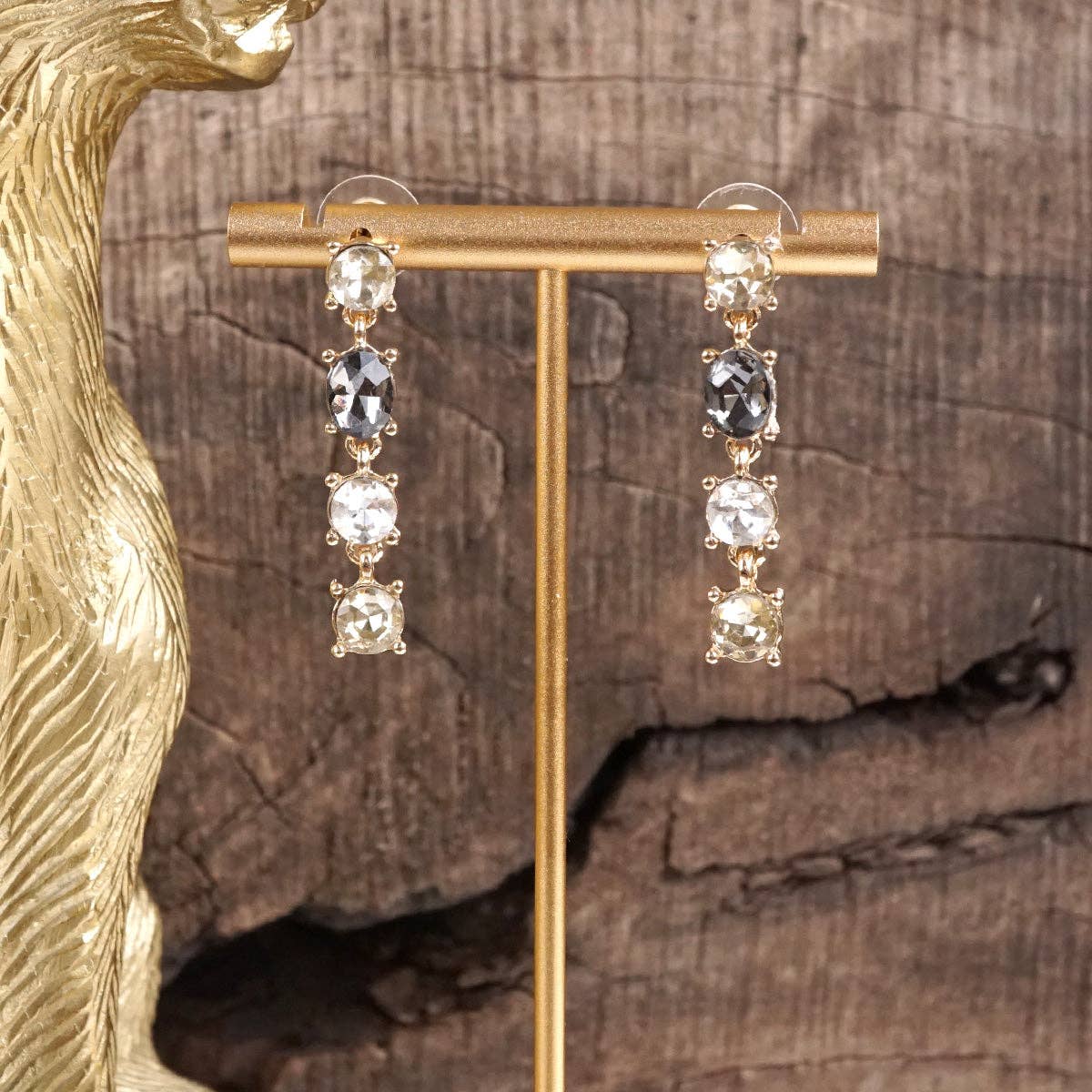 Linear Drop Earrings with Sparkling Crystals