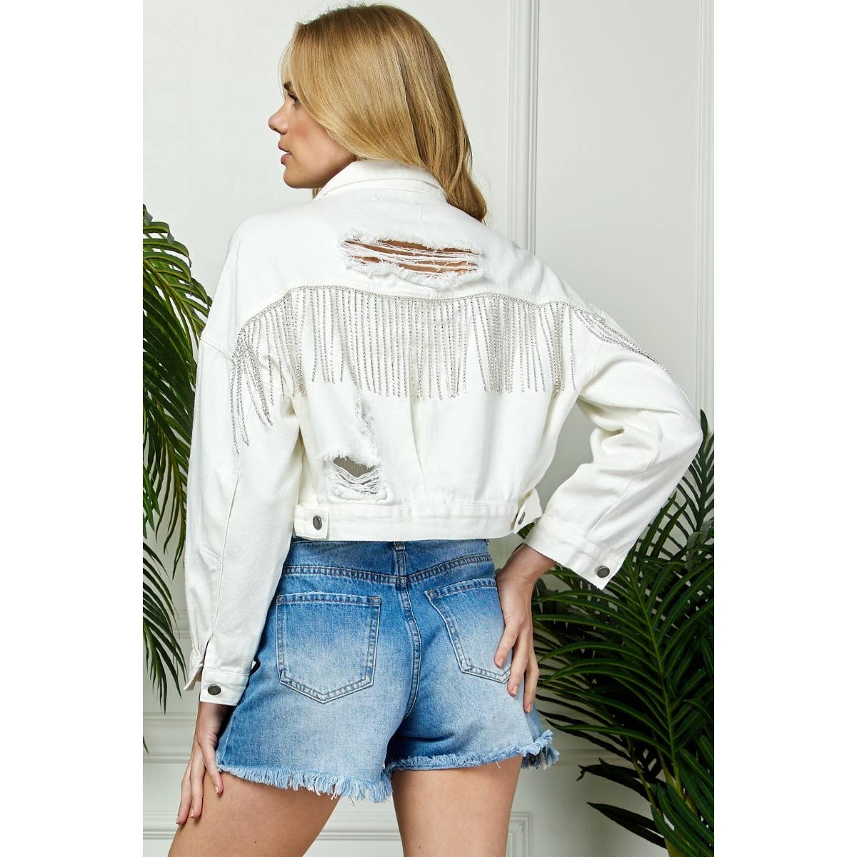 Frayed Silver Fringe Denim Jacket