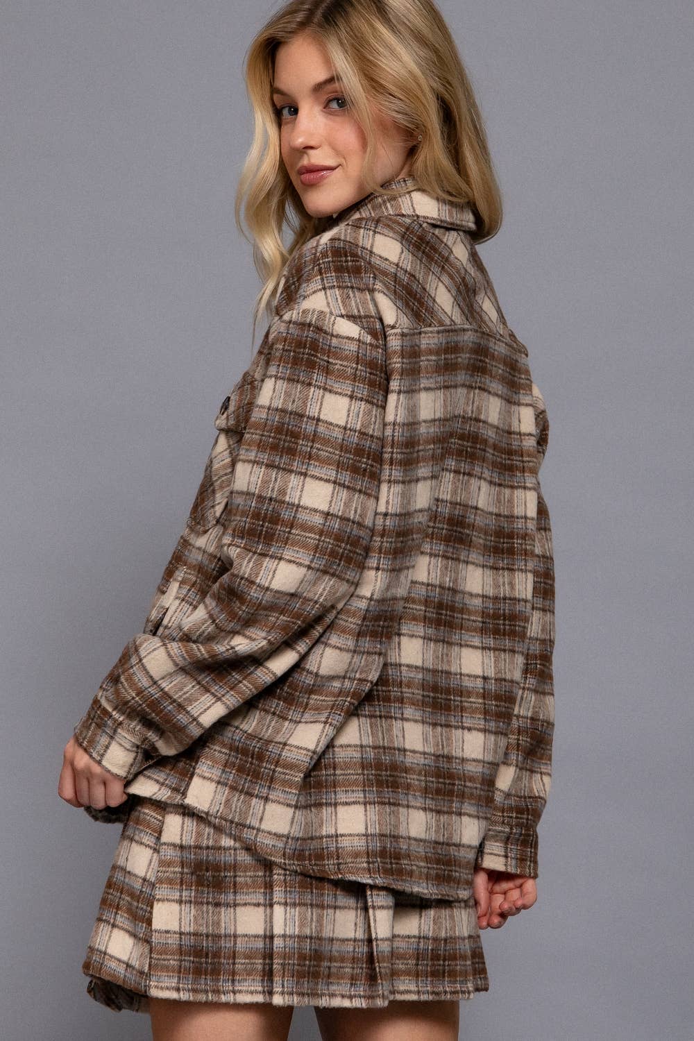 Wool Blend Plaid Jacket