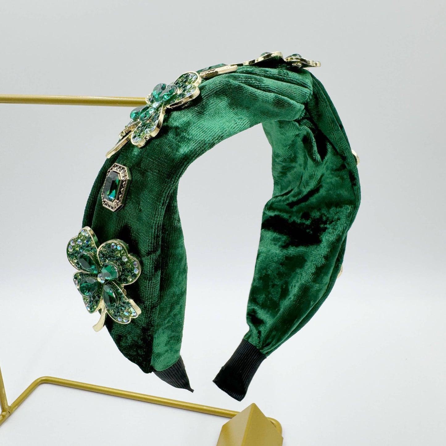 Clover Rhinestone Velvet Headband