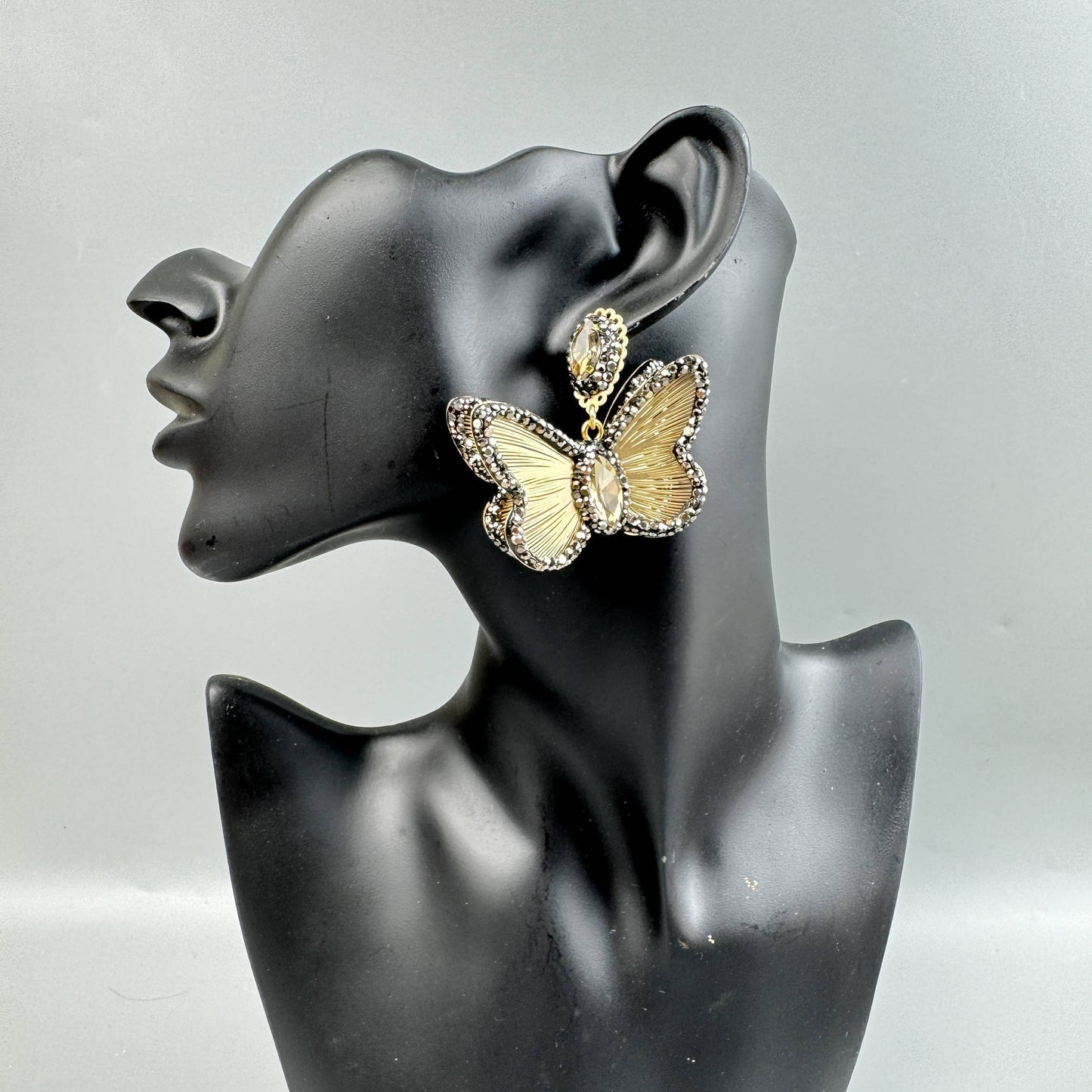 Butterfly Shape Rhinestone Alloy Drop Earrings