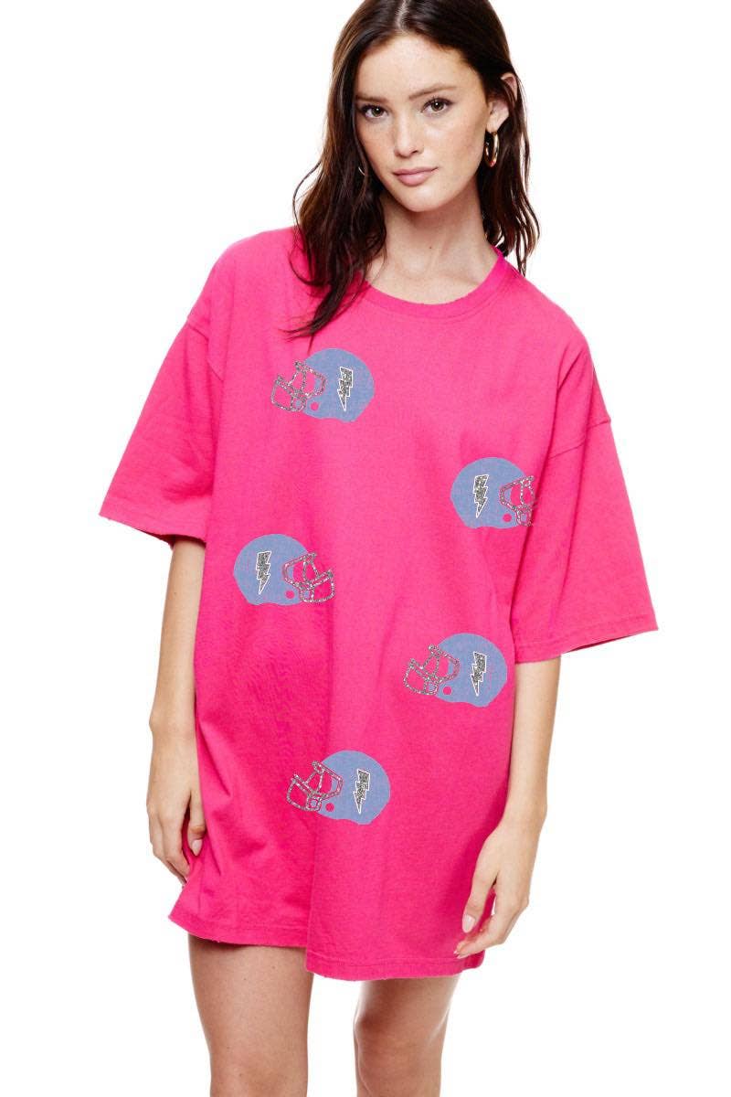 GLITTER' Football Helmets All-Over Graphic S/S Oversized Tee