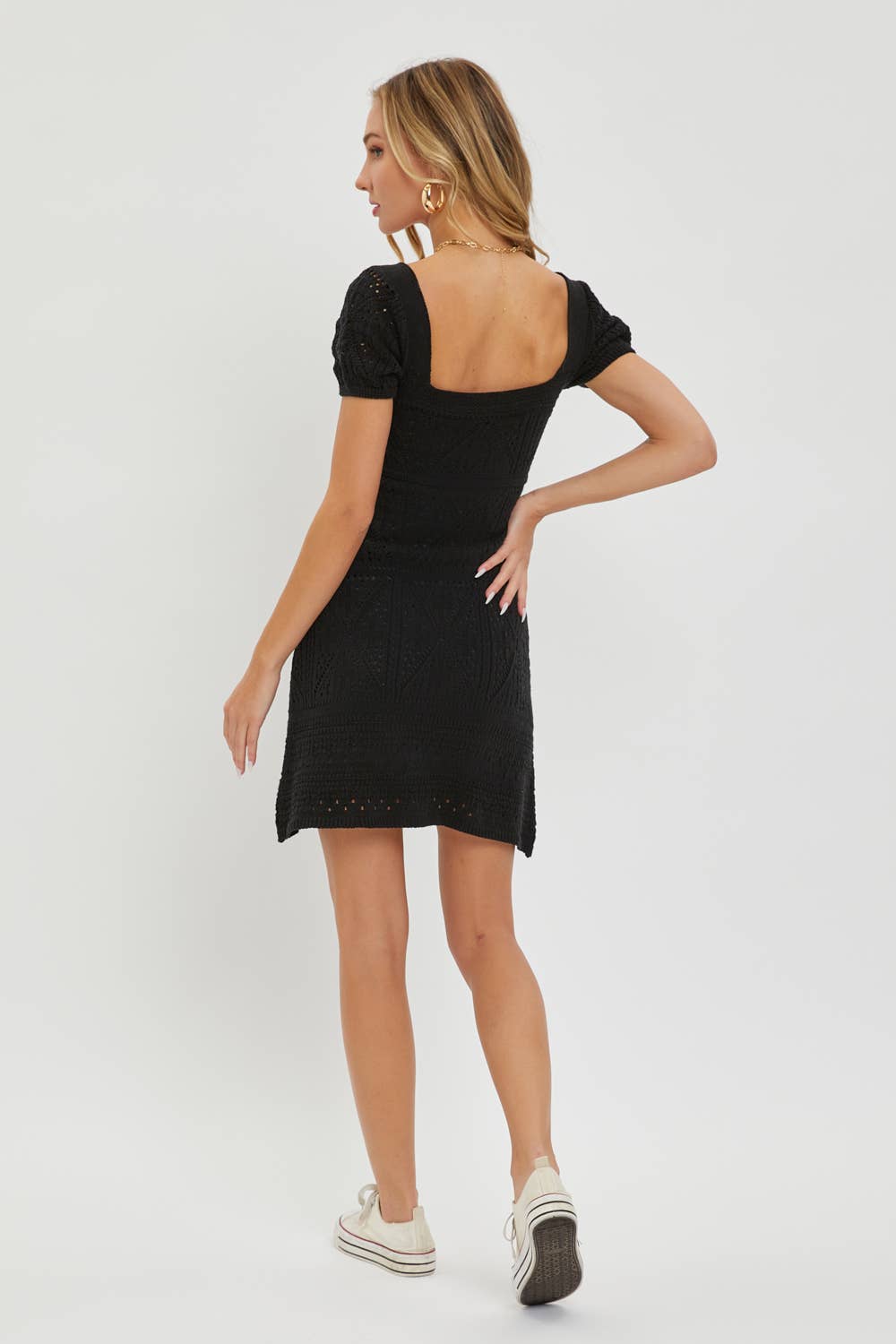 CROCHET KNIT SHORT DRESS