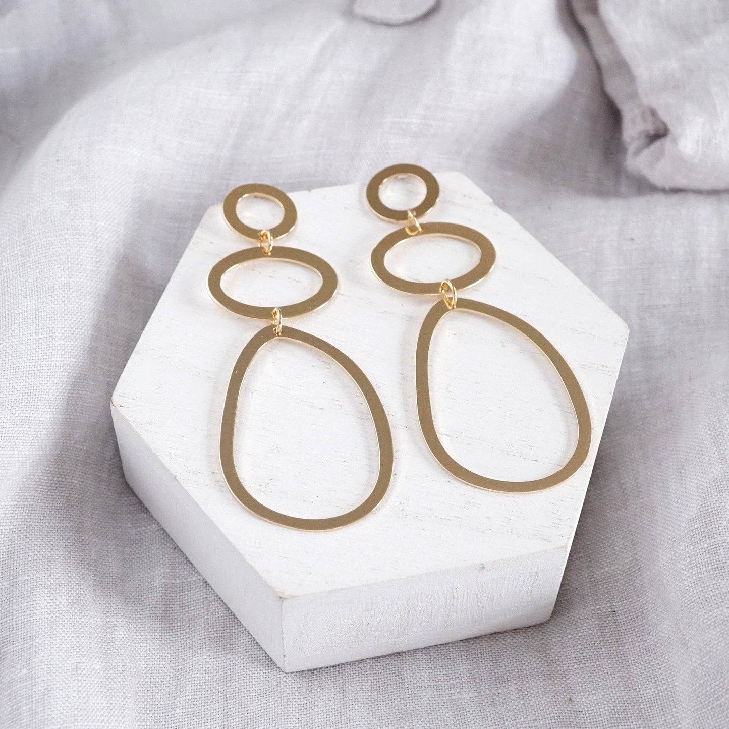 Abstract Hoop Statement Earrings – Gold Tone