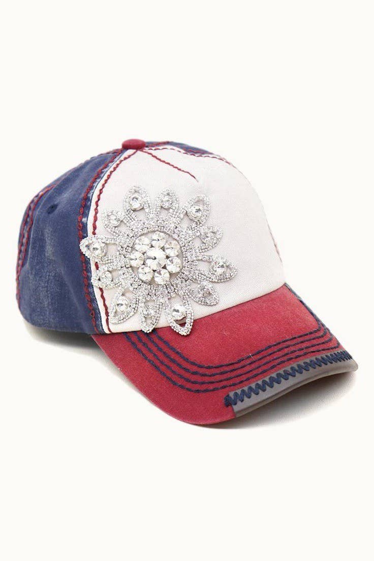 Sunflower Glitz Three-Toned Cap, Adjustable