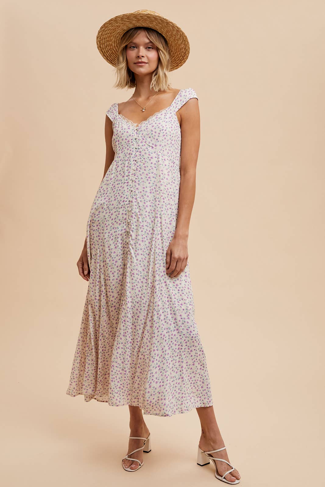 Peach Floral Button Down Sundress