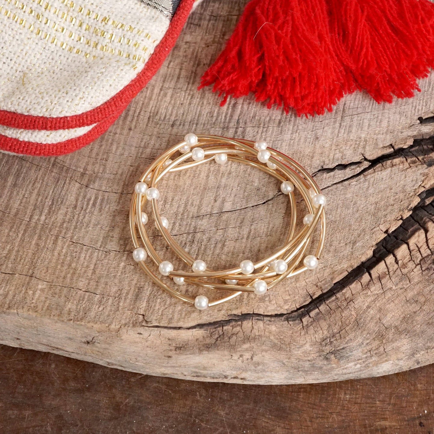 Pearls and Gold Silver Tubes classic bracelets