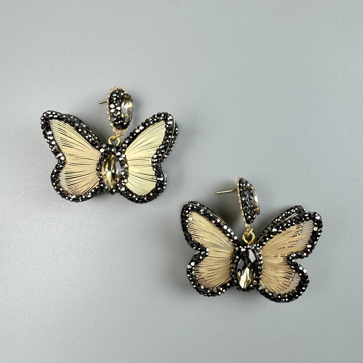 Butterfly Shape Rhinestone Alloy Drop Earrings