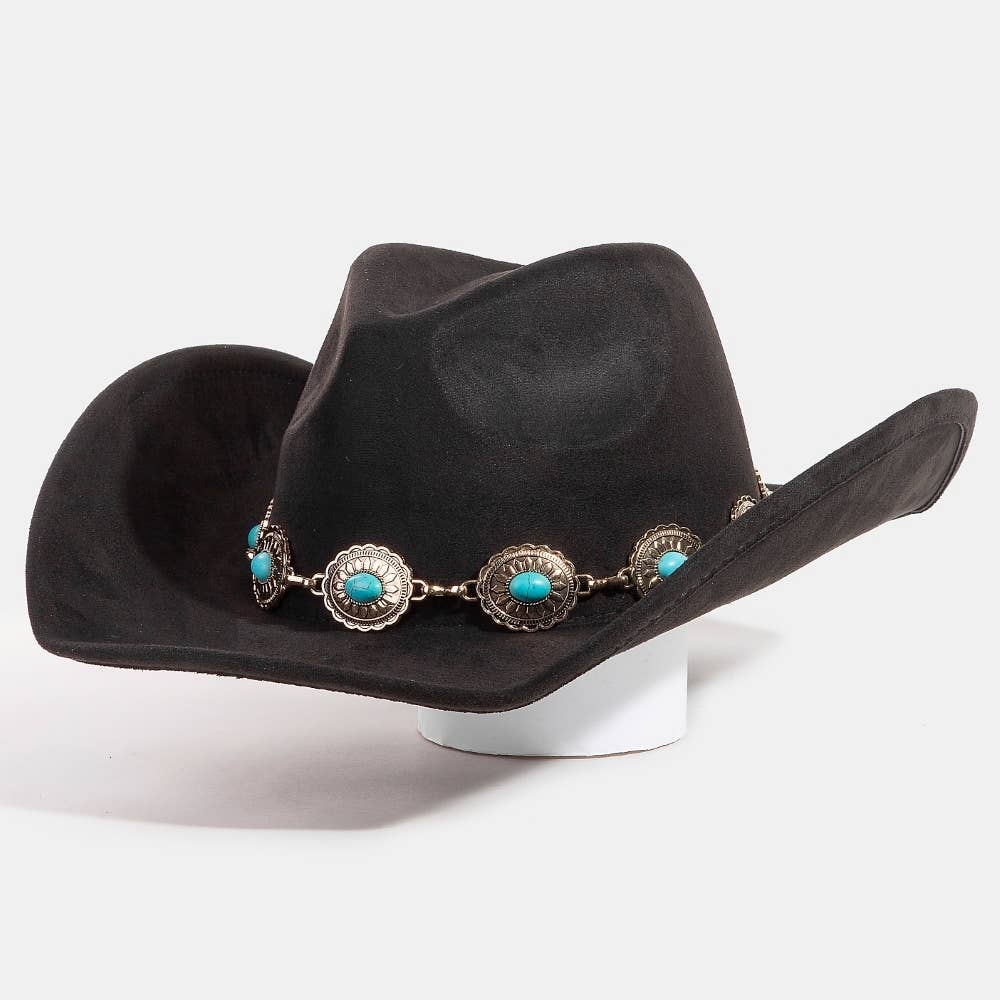 Turquoise Oval Stone Strap Western Hat