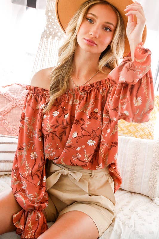 Floral Off The Shoulder Casual Blouse Top