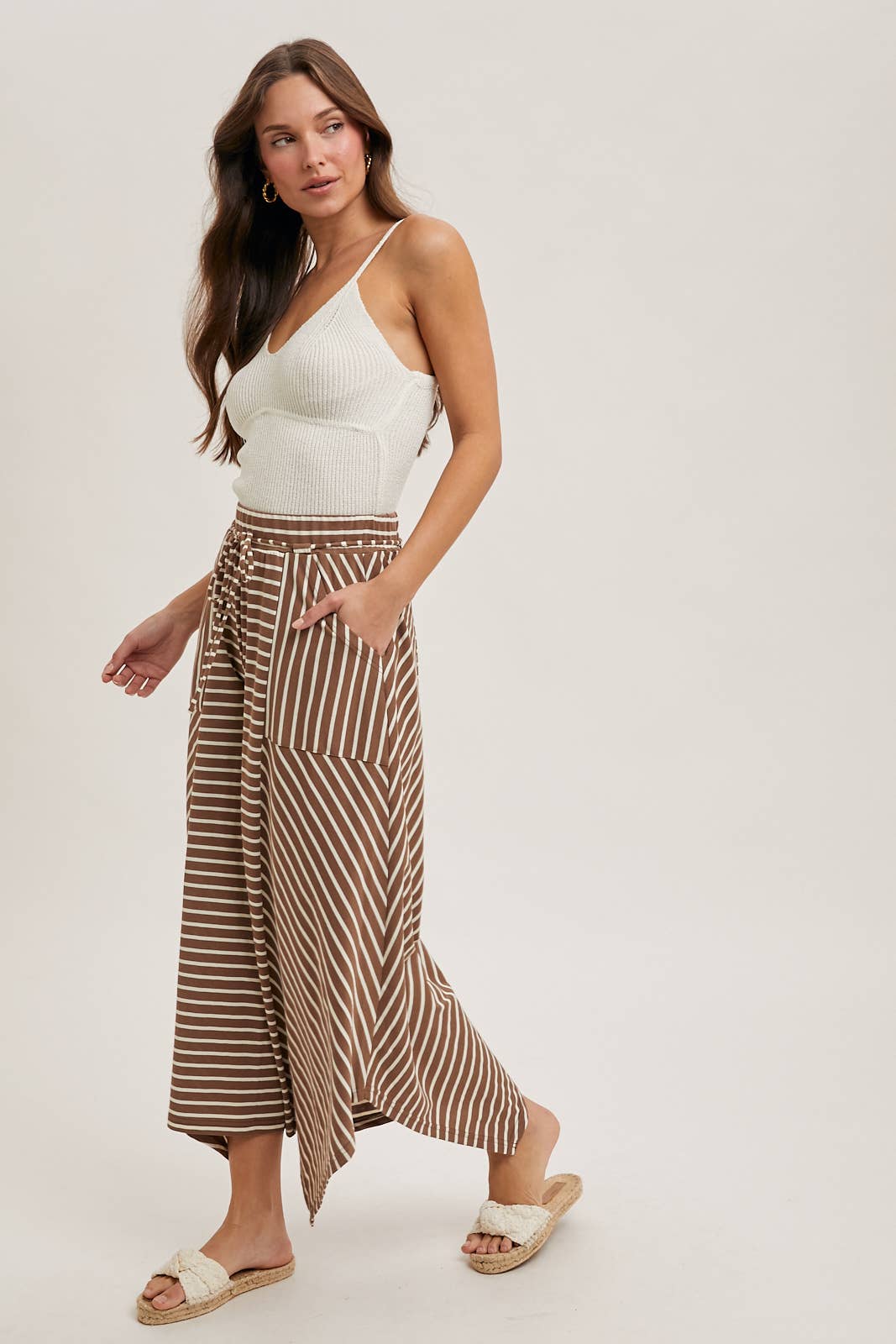 STRIPED WIDE LEG PALAZZO PANTS