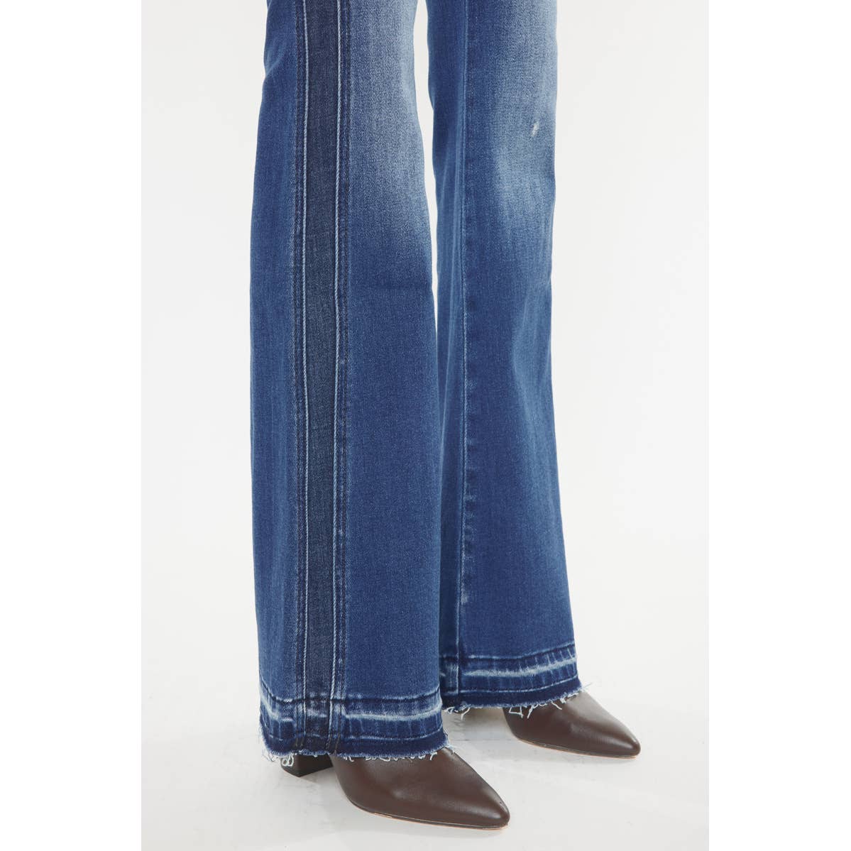 High Rise Wash Flare with Hem Detail