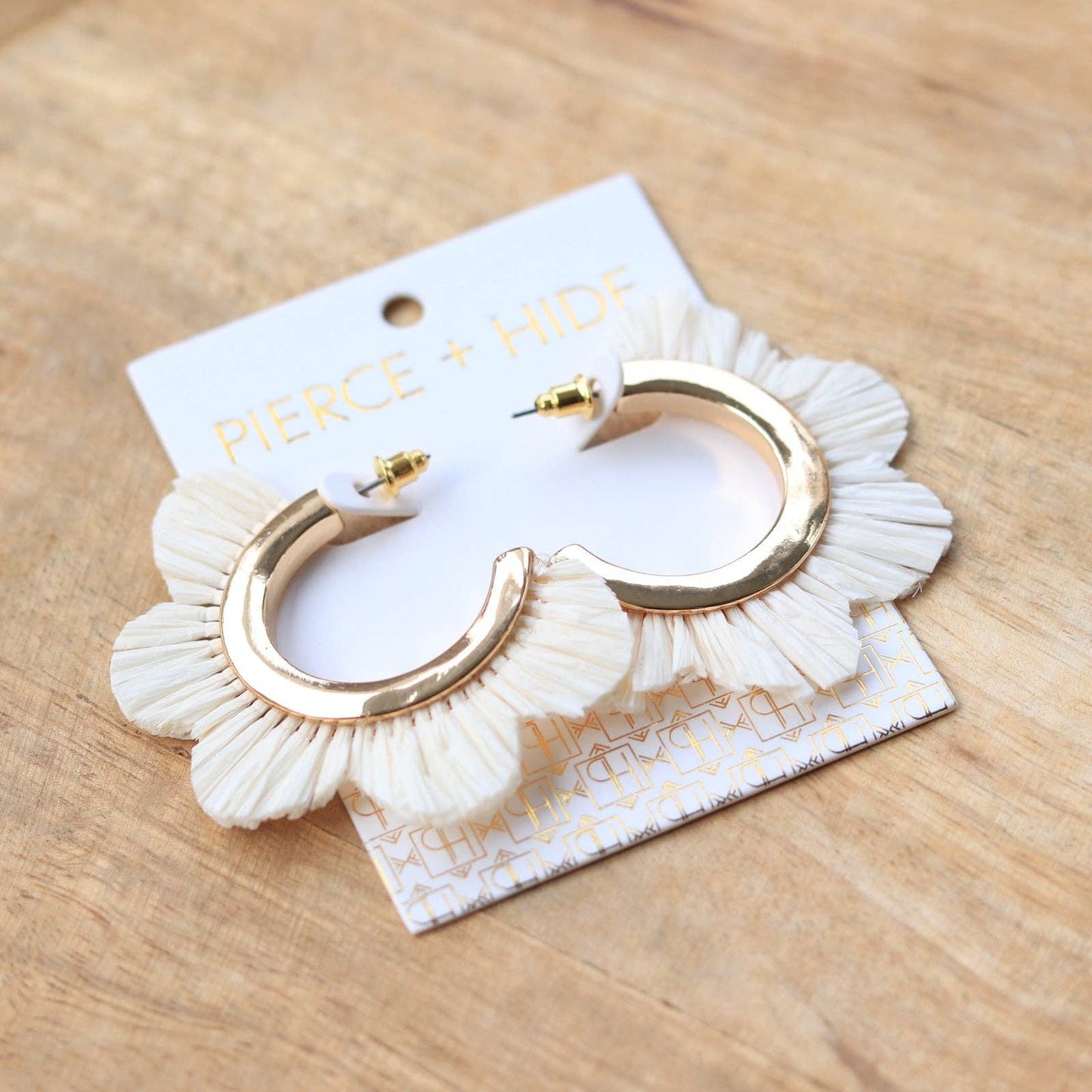 Cream Raffia Petal Hoop Earring