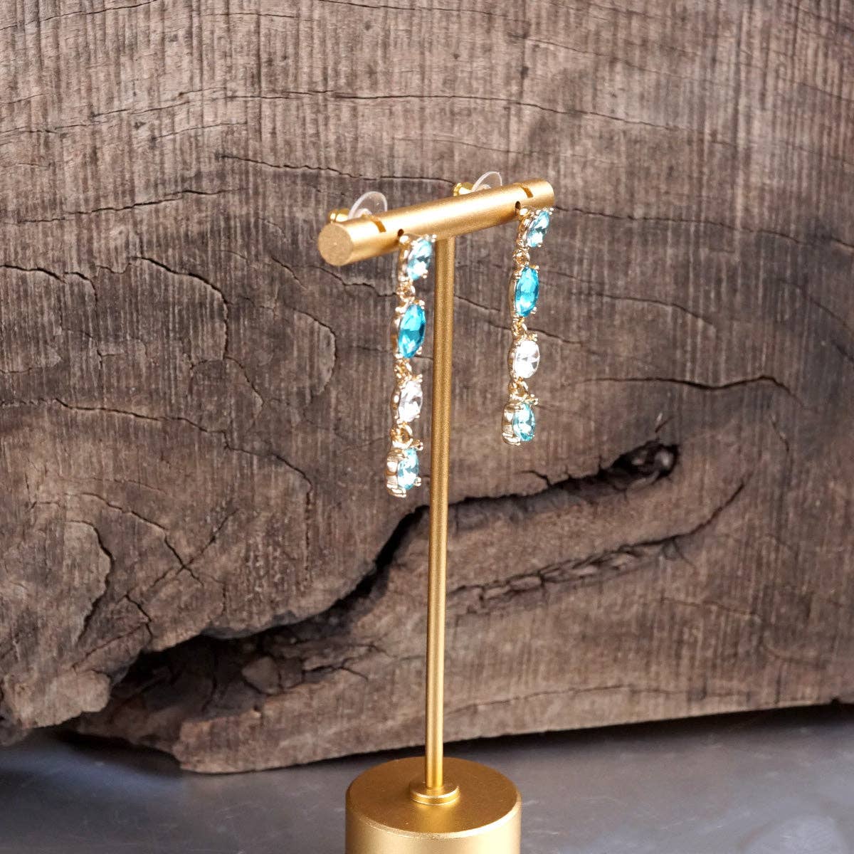 Linear Drop Earrings with Sparkling Crystals
