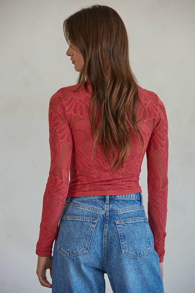 Crimson Knit Seamless Long Sleeve Top