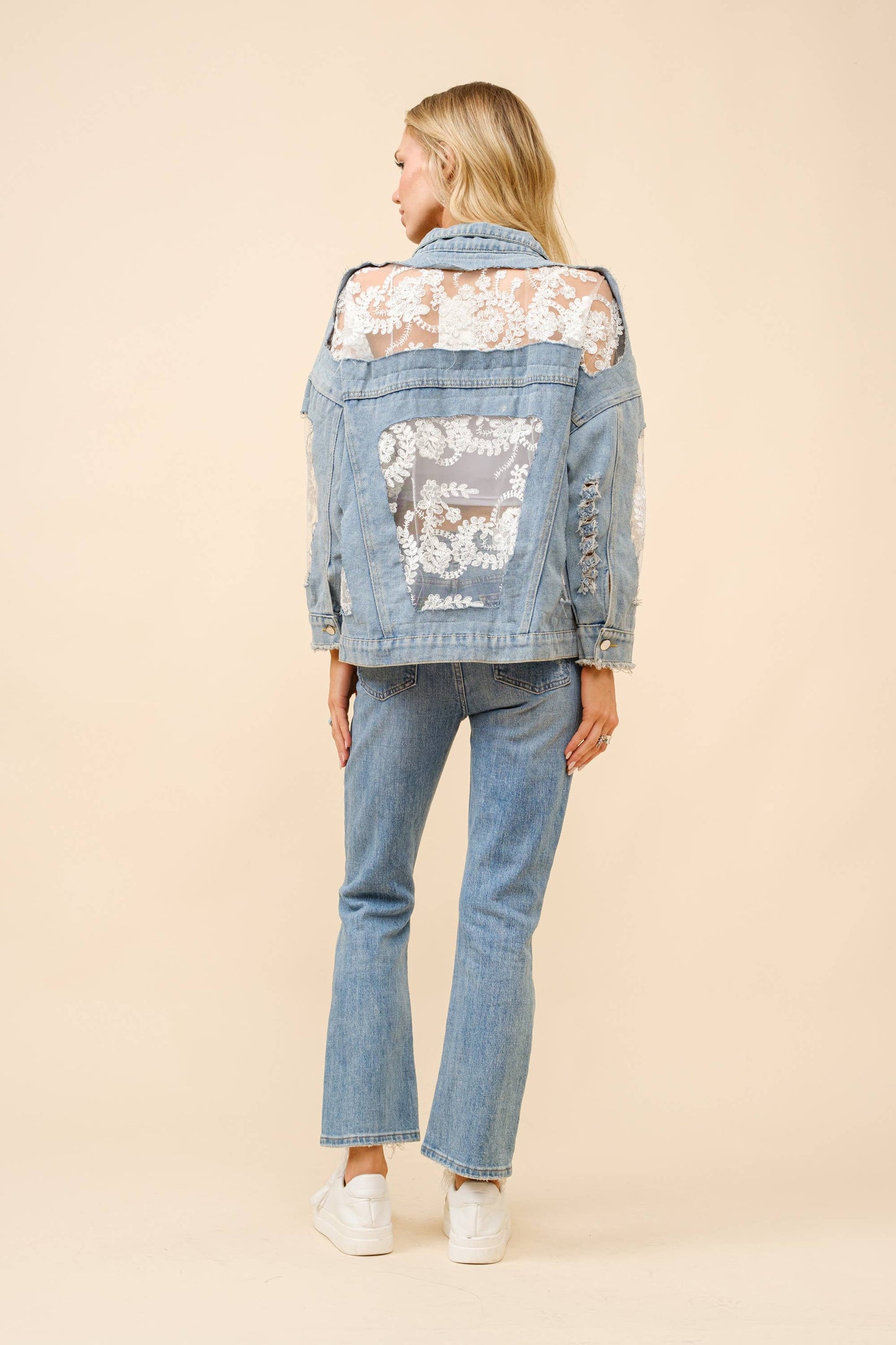 Lace Inset Denim Jacket