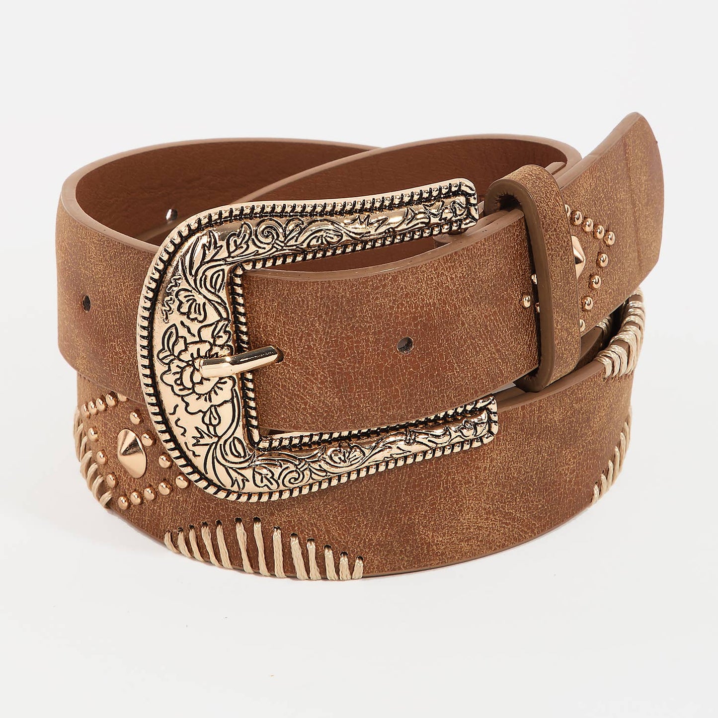 Floral Etched Buckle Belt