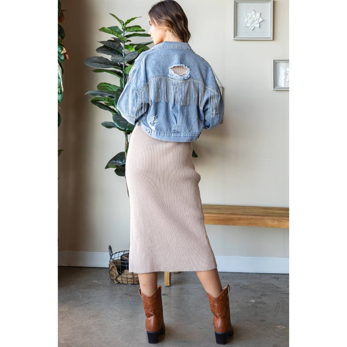 Frayed Silver Fringe Denim Jacket