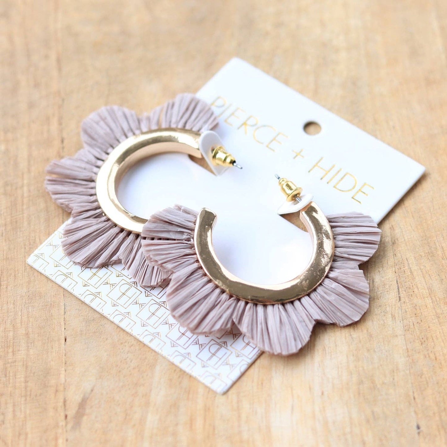 Grey Raffia Petal Hoop Earring