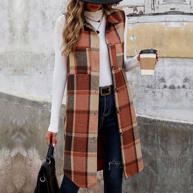 Sleeveless Retro Plaid Vest