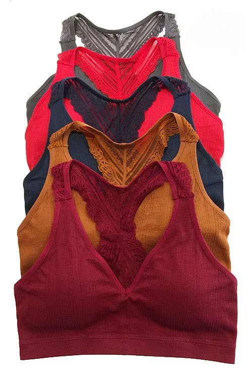 Lace Racerback Bralette: BURGUNDY