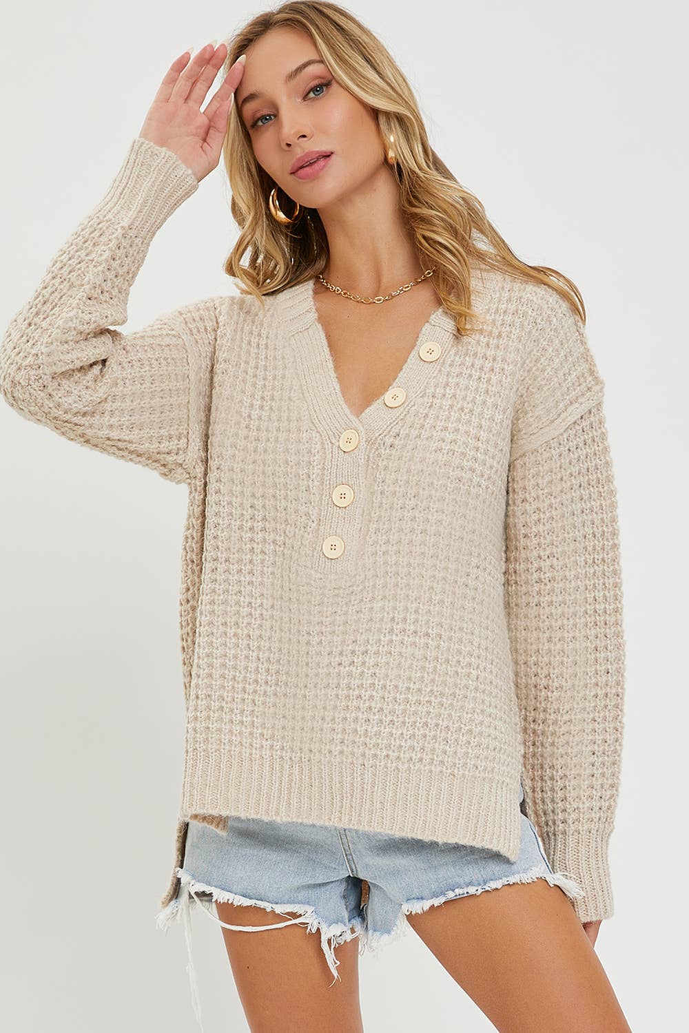 Soft Waffle Knit Sweater